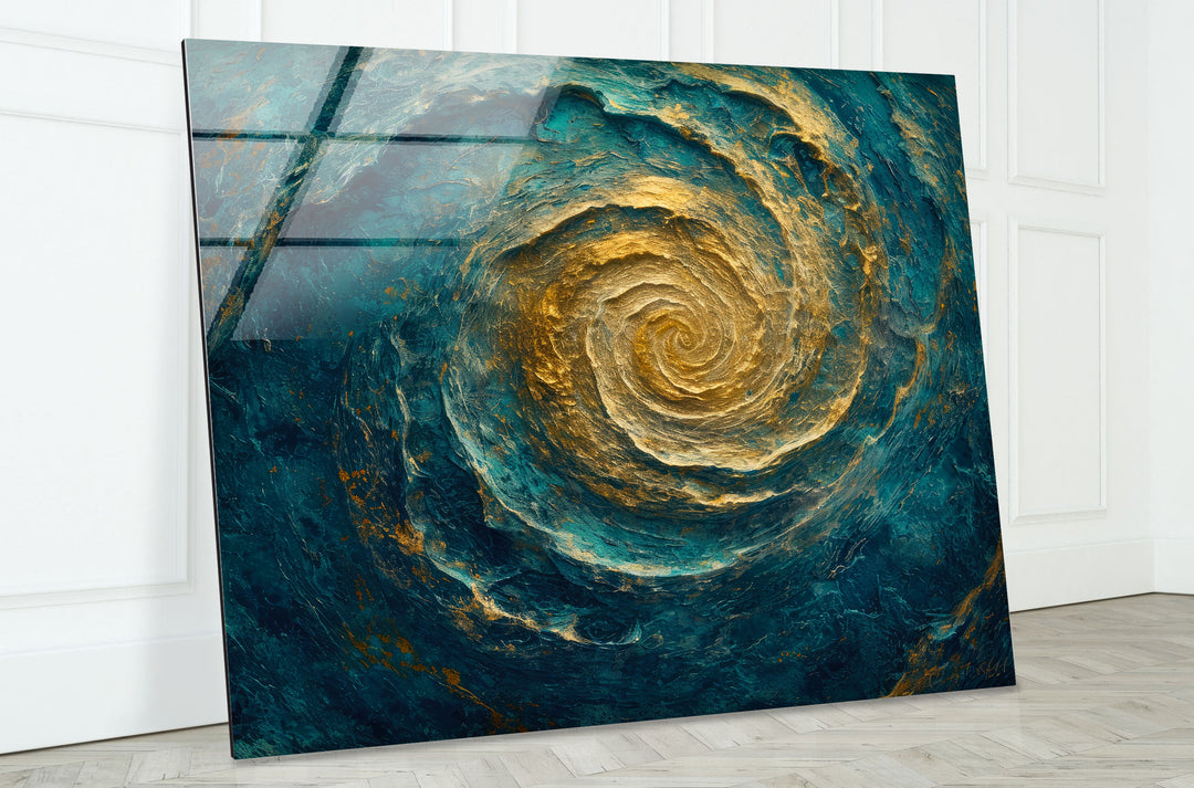 Abstract Sea Vortex Glass Wall Art glass art painting, glass art for the Wall