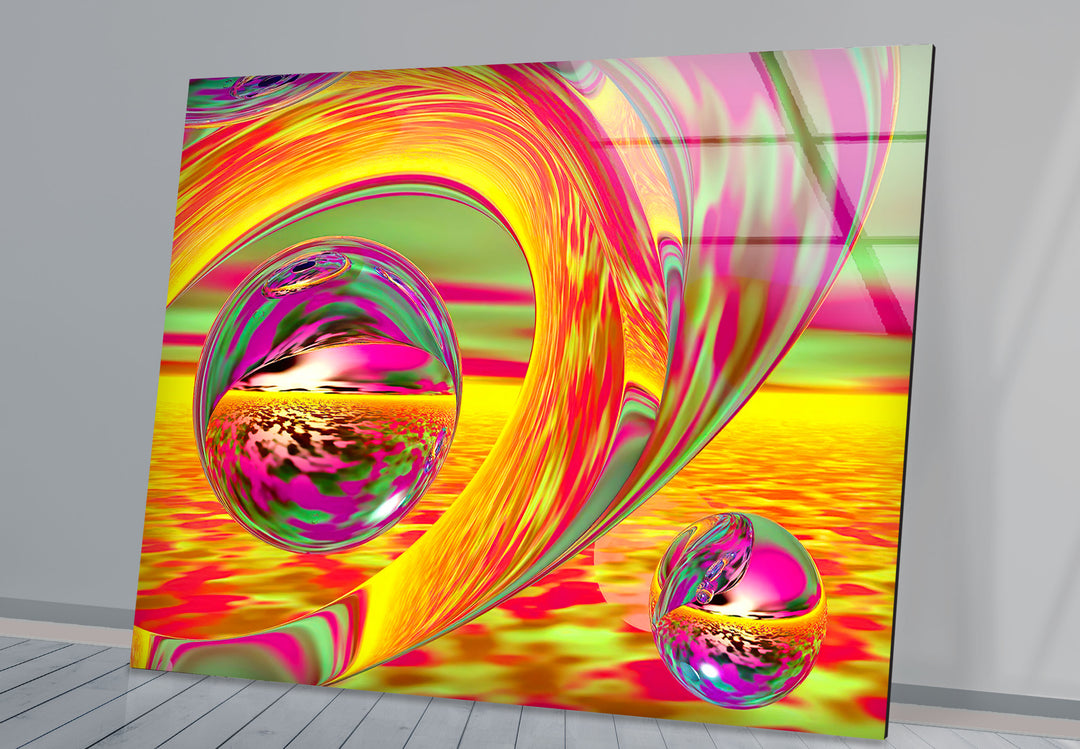 Gold & Orange Abstract Glass Wall Art custom glass photo prints, large glass prints
