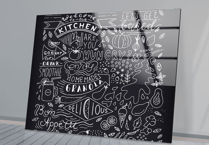 Written Chalkboard Glass Wall Art, glass art painting, glass art for the Wall