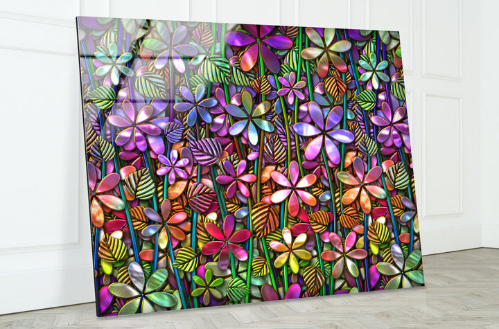 3D Floral Pattern Glass Wall Art, glass image printing, glass prints from photos