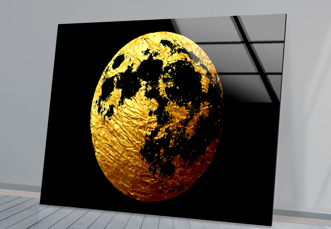 Golden Moon Glass Wall Art, custom glass pictures, glass art prints