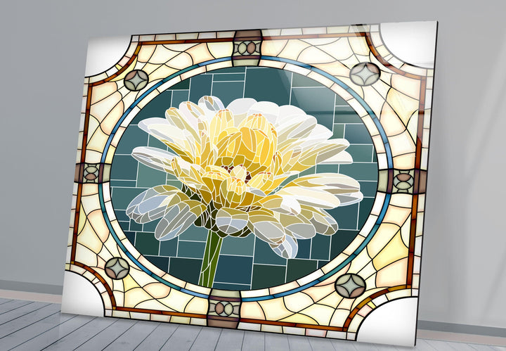 Stained Daisy Glass Wall Art Glass Printing Wall Art, Print photos on glass