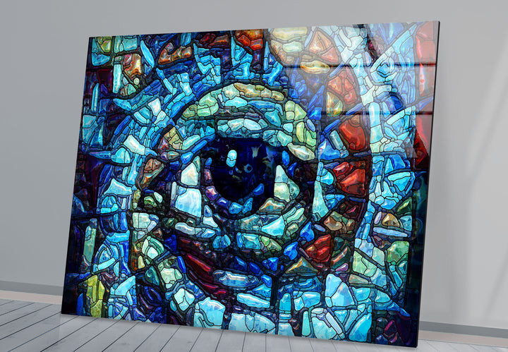 Blue Eye Mosaic Glass Wall Art, stained glass wall art, stained glass wall decor