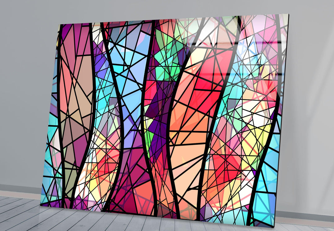 Stained Colorful Abstract Design Glass Wall Art stained glass wall art, stained glass wall decor