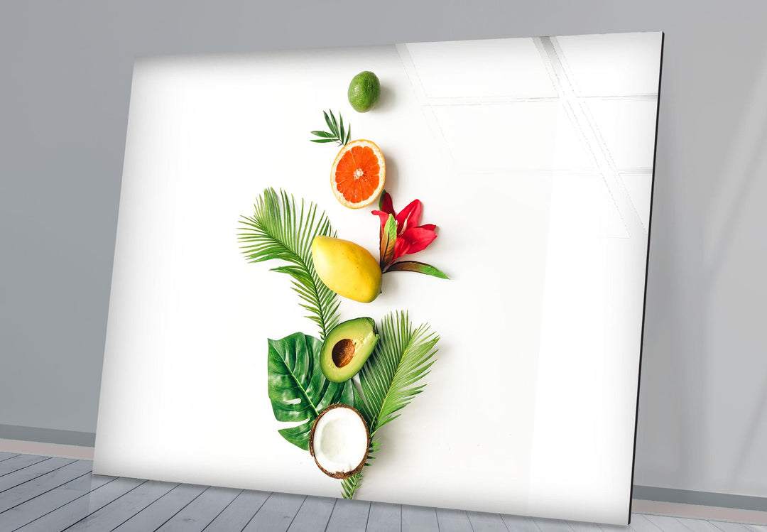 Fruits Kitchen Glass Wall Art, custom glass pictures, glass art prints