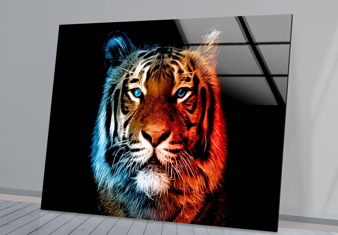 Tiger Portrait Glass Wall Art picture on glass wall art, photos printed on glass