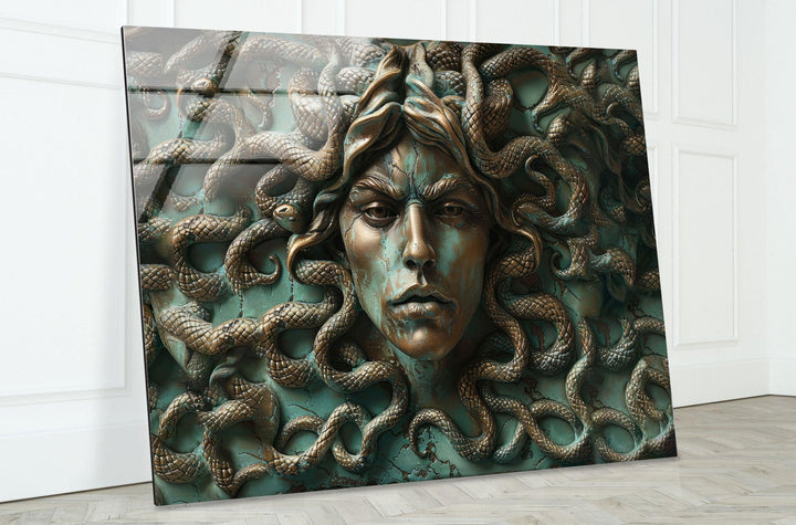 Medusa with Snakes Glass Wall Art