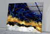 Alcohol Ink Blue Marble Tempered Glass Wall Art