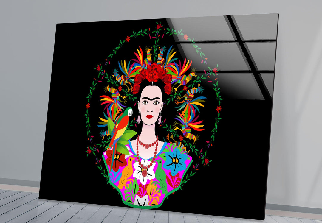 Portrait of Frida Kahlo Tempered Glass Wall Art - MyPhotoStation