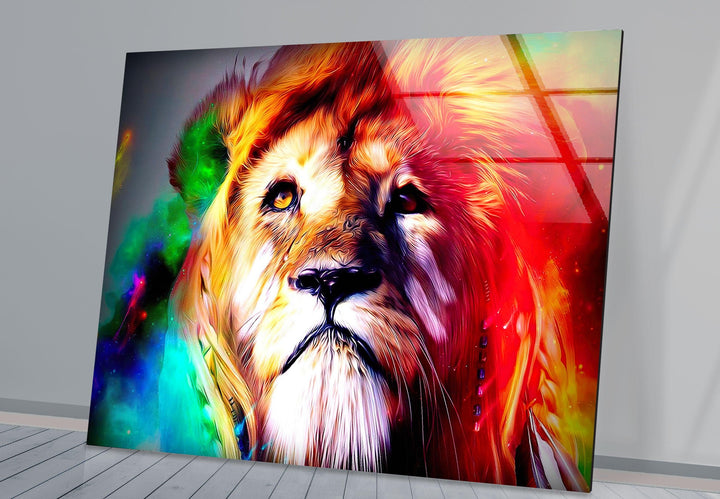 Colored Lion Glass Wall Art custom glass photo prints, large glass prints