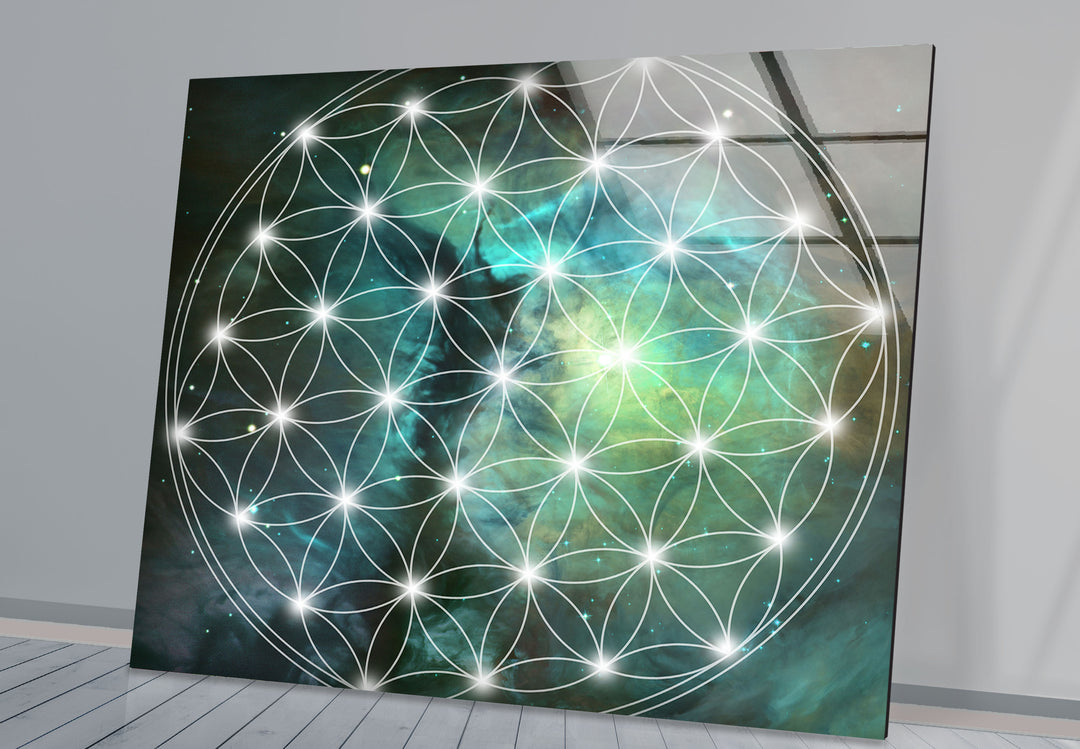 Flower Of Live Sacred Geometry Tempered Glass Wall Art - MyPhotoStation