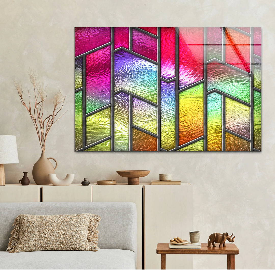 Pink & Yellow Stained Glass Wall Art custom glass photo prints, large glass prints
