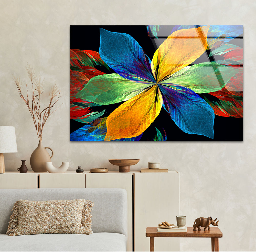 Colorful Flower Glass Wall Art, picture on glass wall art, photos printed on glass