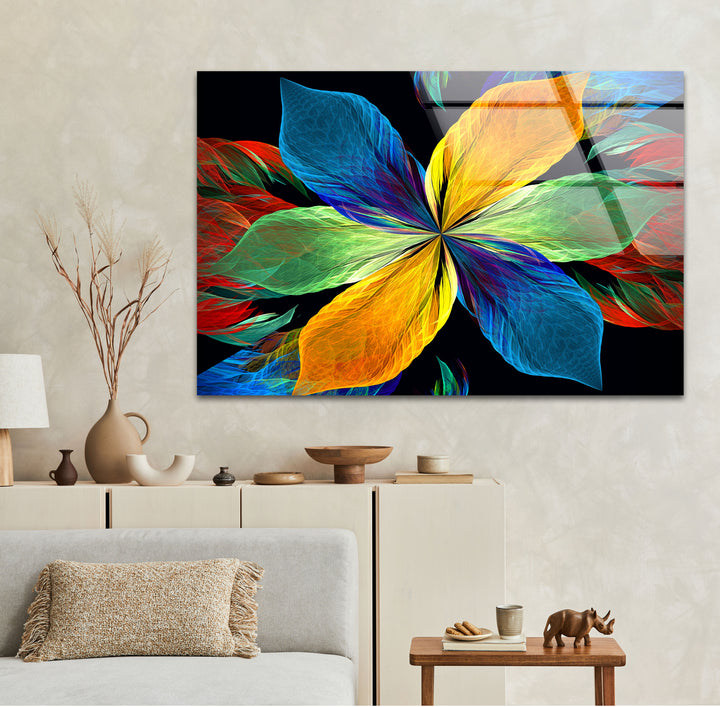 Colorful Flower Glass Wall Art, picture on glass wall art, photos printed on glass