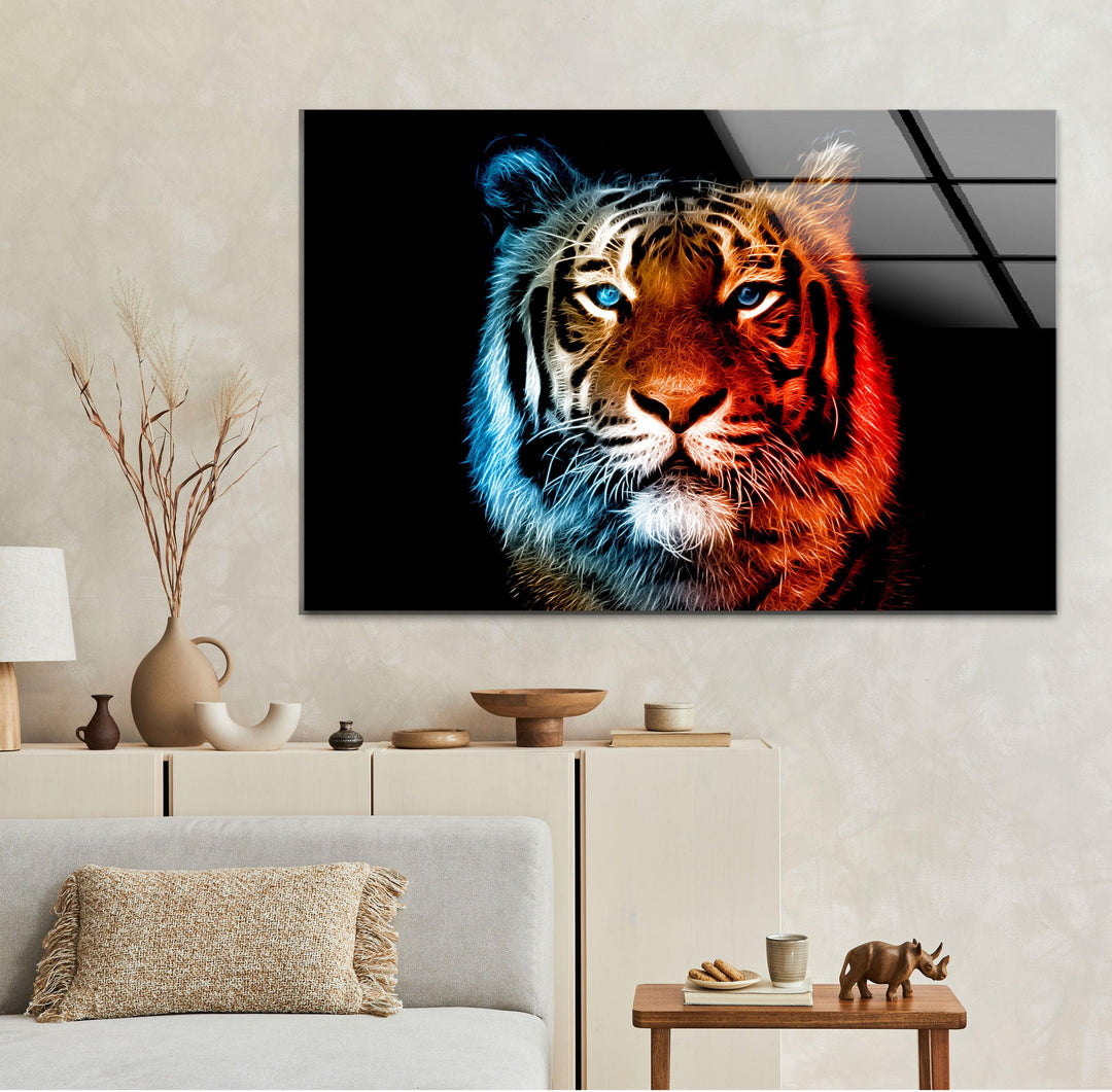 Tiger Portrait Glass Wall Art print picture on glass, Tempered Glass Wall Art