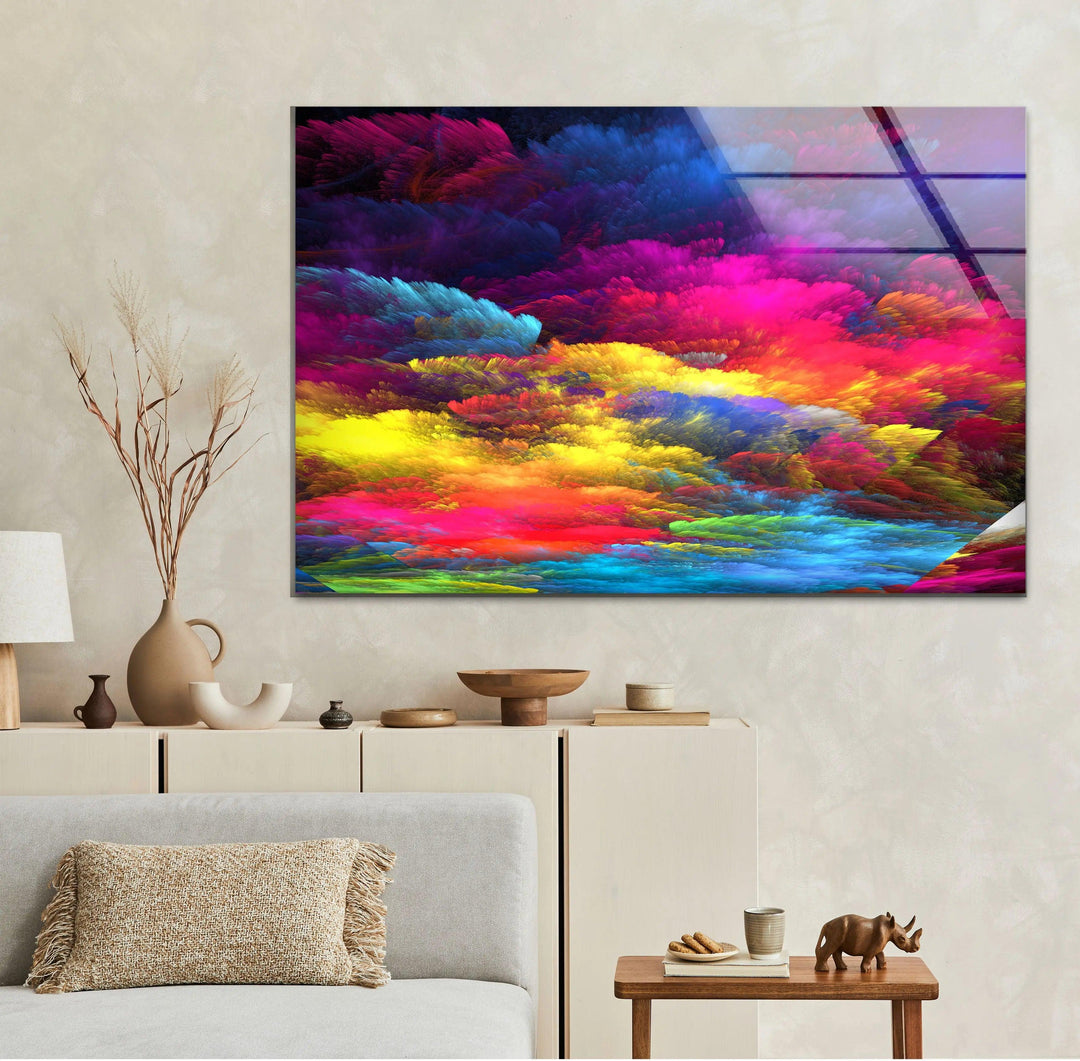 Colorful Clouds Abstract Glass Wall Art