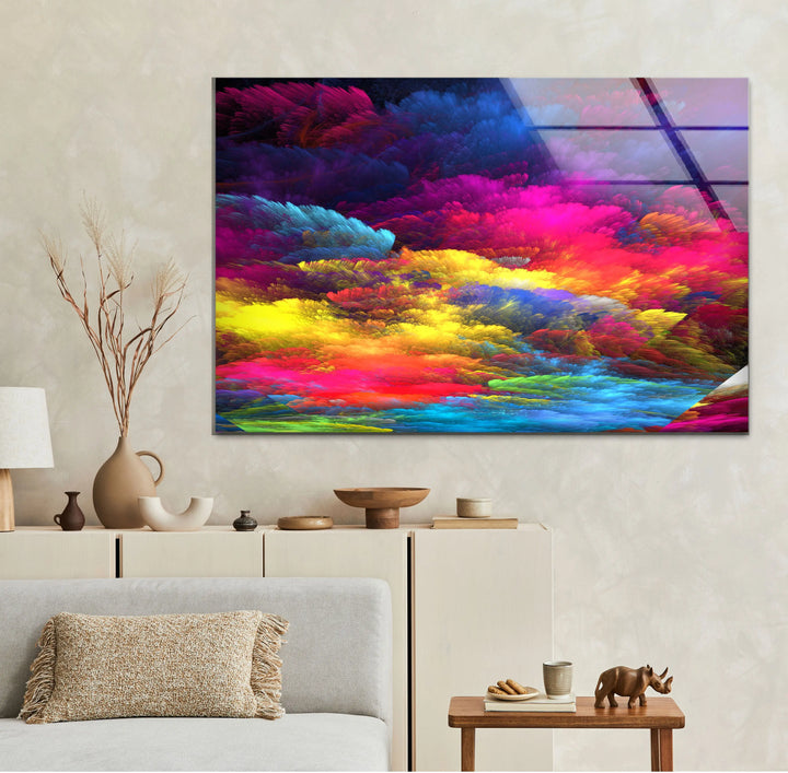 Colorful Clouds Abstract Glass Wall Art