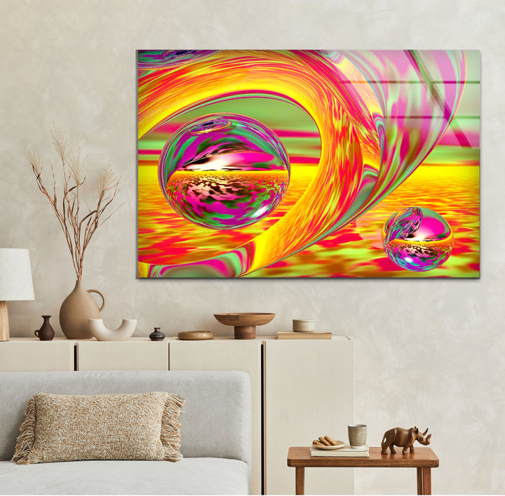 Gold & Orange Abstract Glass Wall Art art glass wall art, glass wall art pictures
