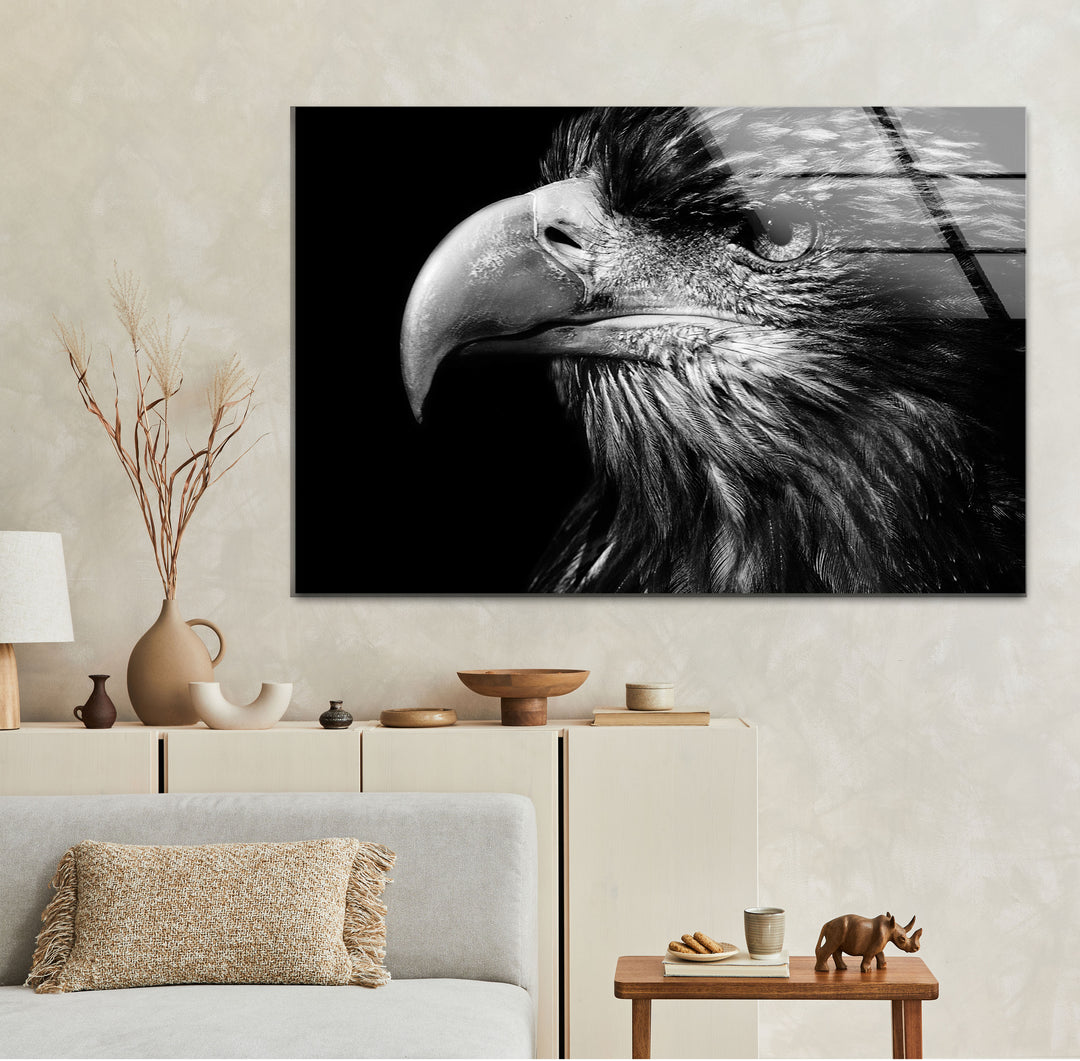 Eagle Portrait Glass Wall Art custom glass photo prints, large glass prints