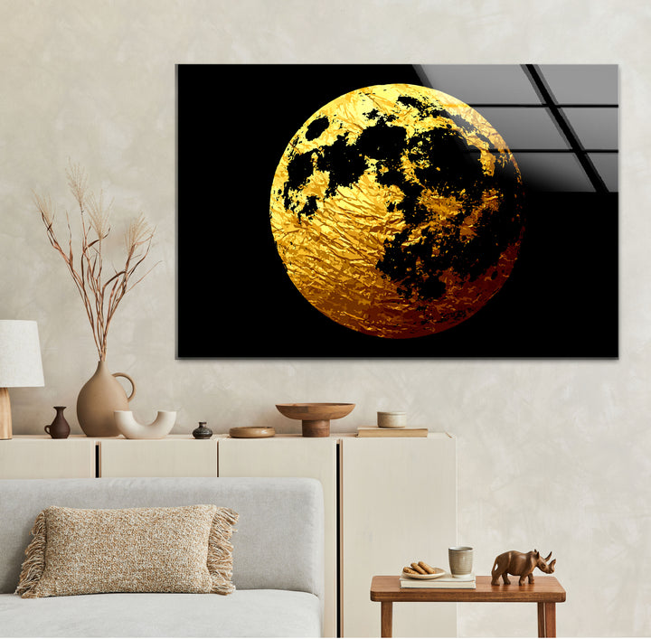 Golden Moon Glass Wall Art, Glass Printing Wall Art, Print photos on glass