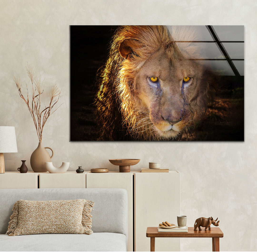 Angry Lion Glass Wall Art glass pictures for Wall, glass prints wall art