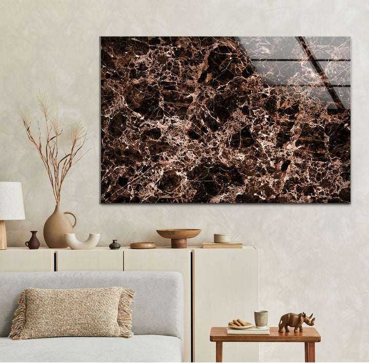 Copper & Black Marble Abstract Glass Wall Art glass art painting, glass art for the Wall
