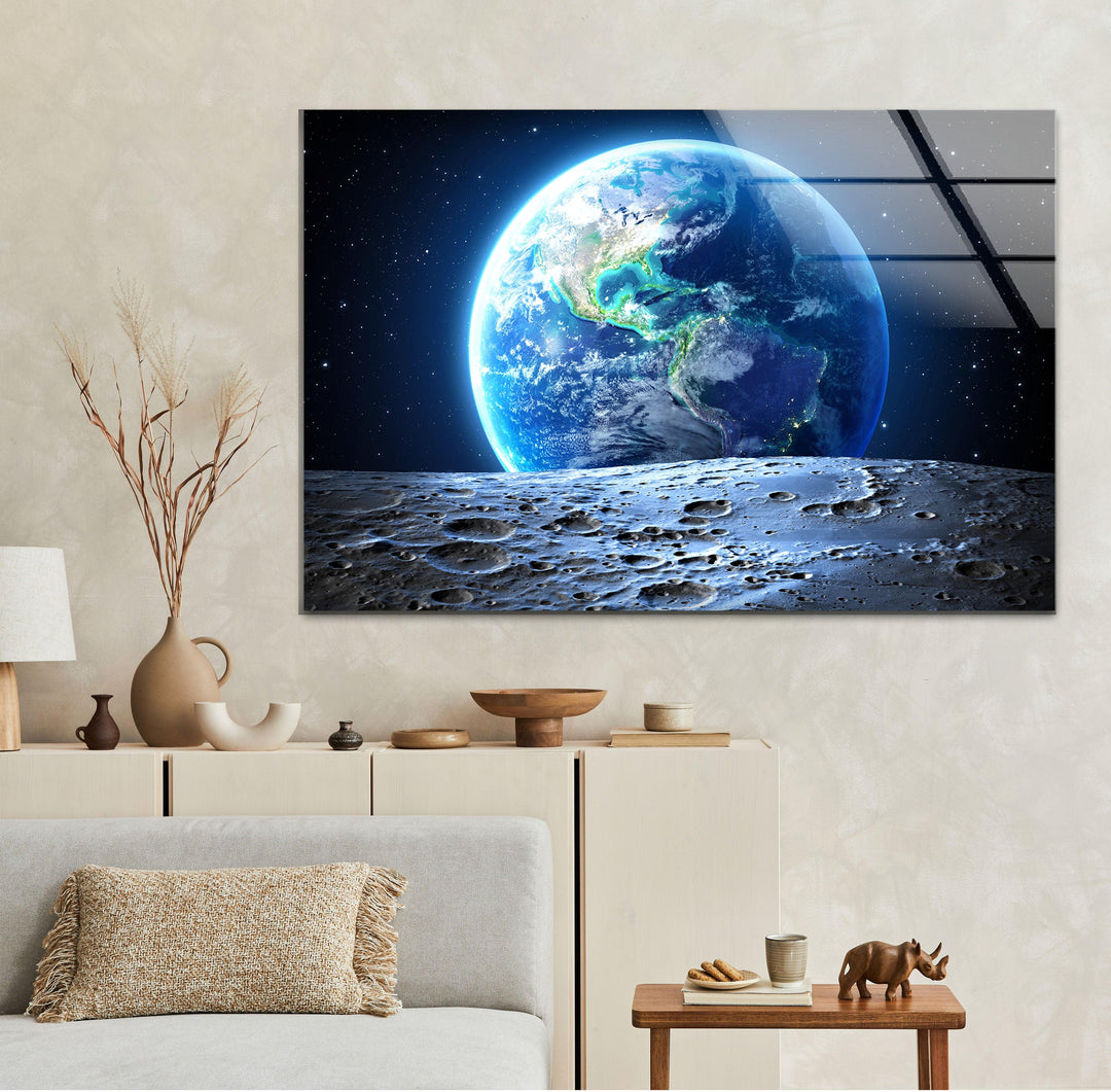 Earth From Space Glass Wall Art glass art painting, glass art for the Wall