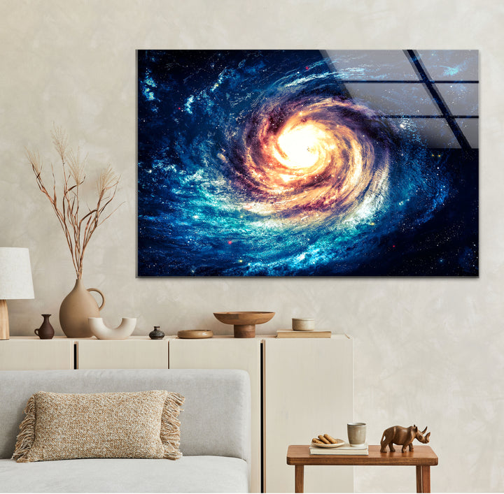 Galaxy With Stars Glass Wall Art, large glass photo prints, glass wall photos