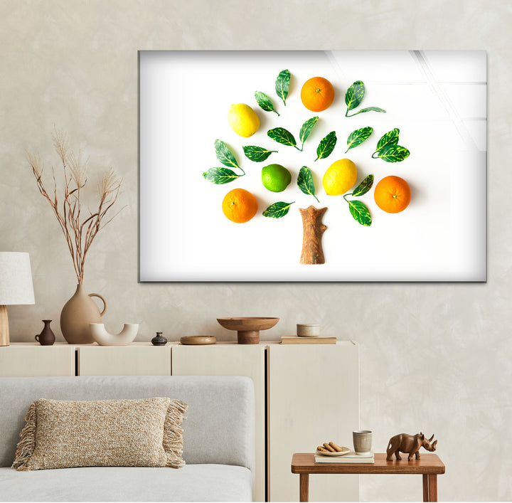 Citrus Fruits Glass Wall Art, custom glass pictures, glass art prints