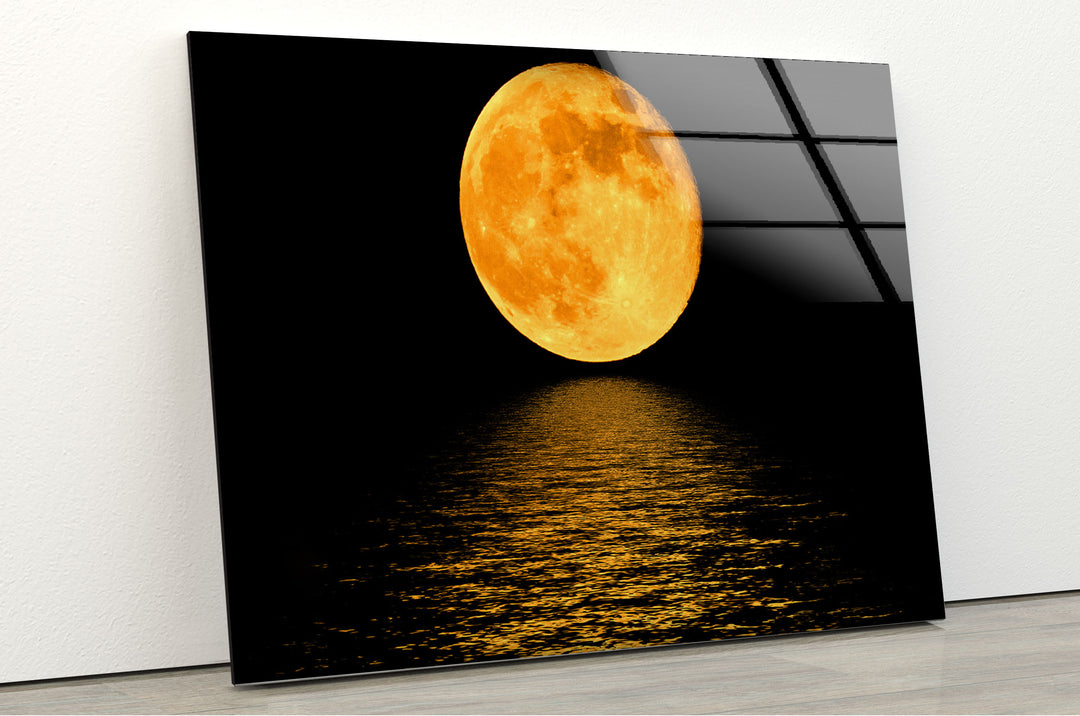 Moonlight Orange Glass Wall Artglass pictures for Wall, glass prints wall art