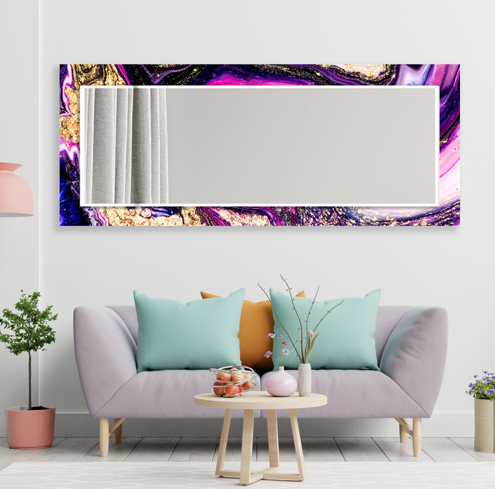 Pink & Purple Abstract Marble Wall Mirror Large Mirror
