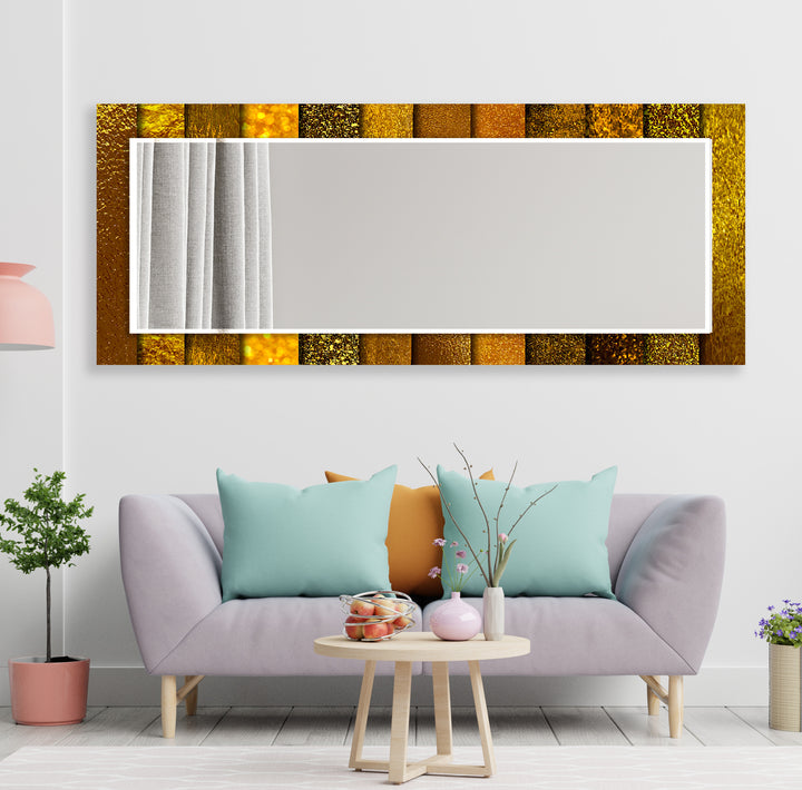 Orange with Golden Details Wall Mirrors Marble Mirror
