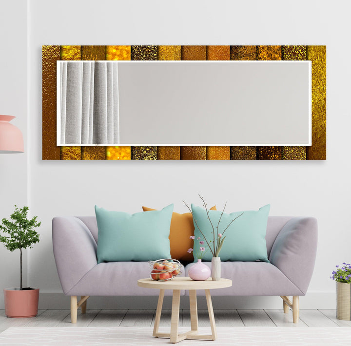 Golden Abstract Wall Mirror Round Wall Mirror
