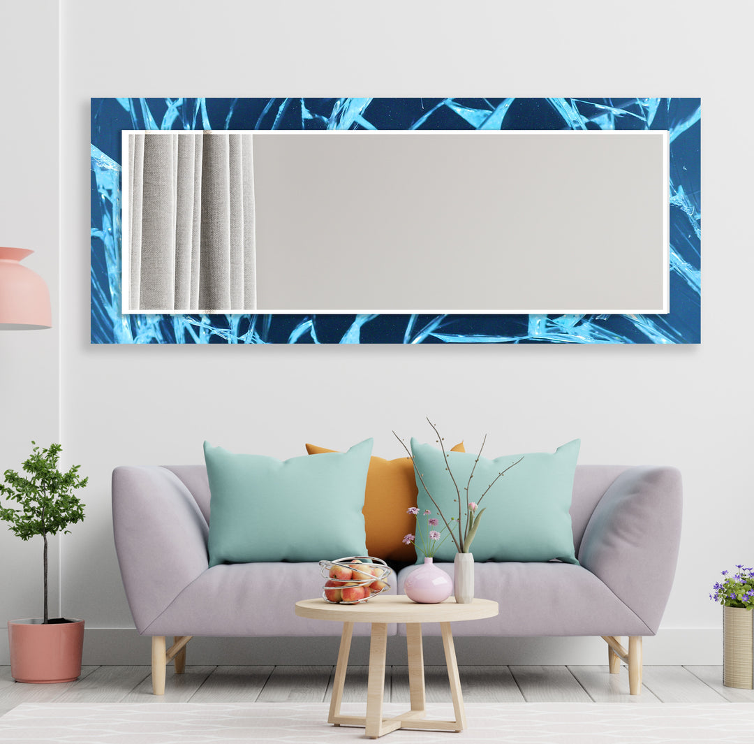 Blue Fragmented Abstract Wall Mirror mirror with frame
