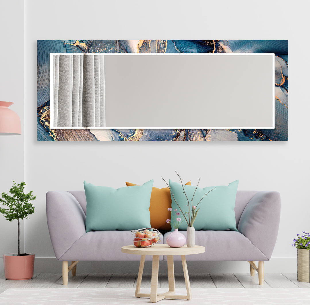 Beige & Blue Wall Mirror wall mirror
