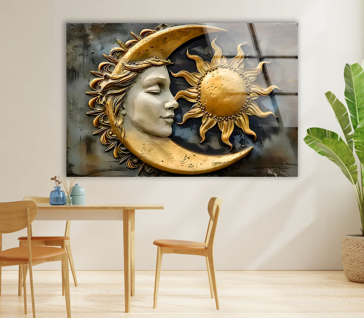 Sun and Moon Art Glass Wall Art custom glass photo prints, large glass prints
