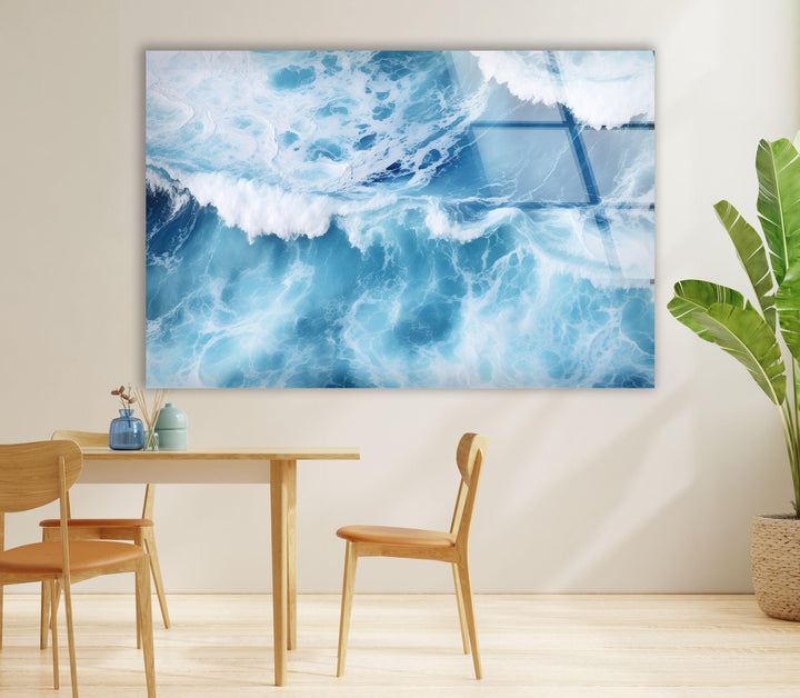 Ocean Big Waves Glass Wall Art glass art painting, glass art for the Wall
