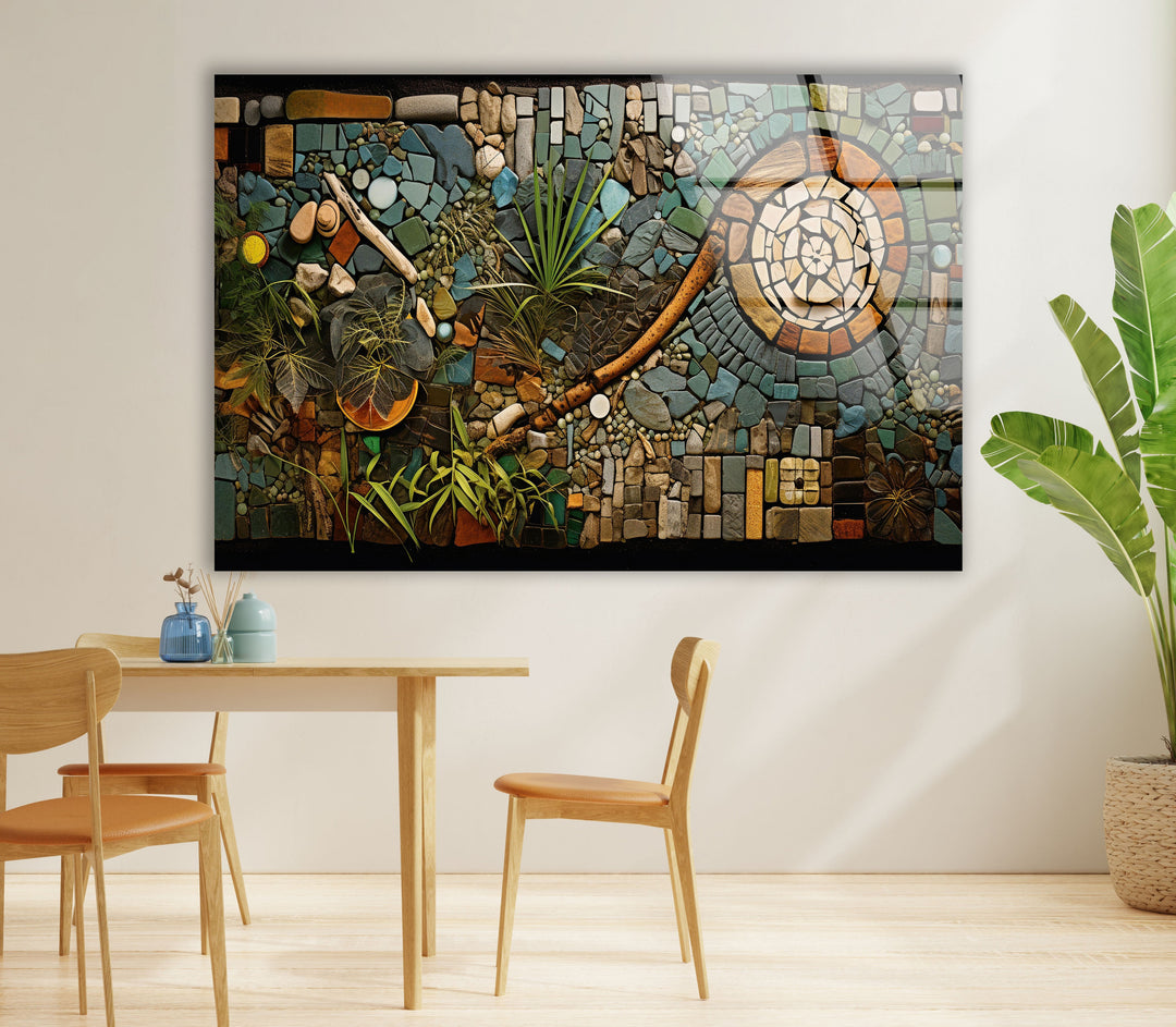 Blue & Brown Stones Glass Wall Art picture on glass wall art, photos printed on glass
