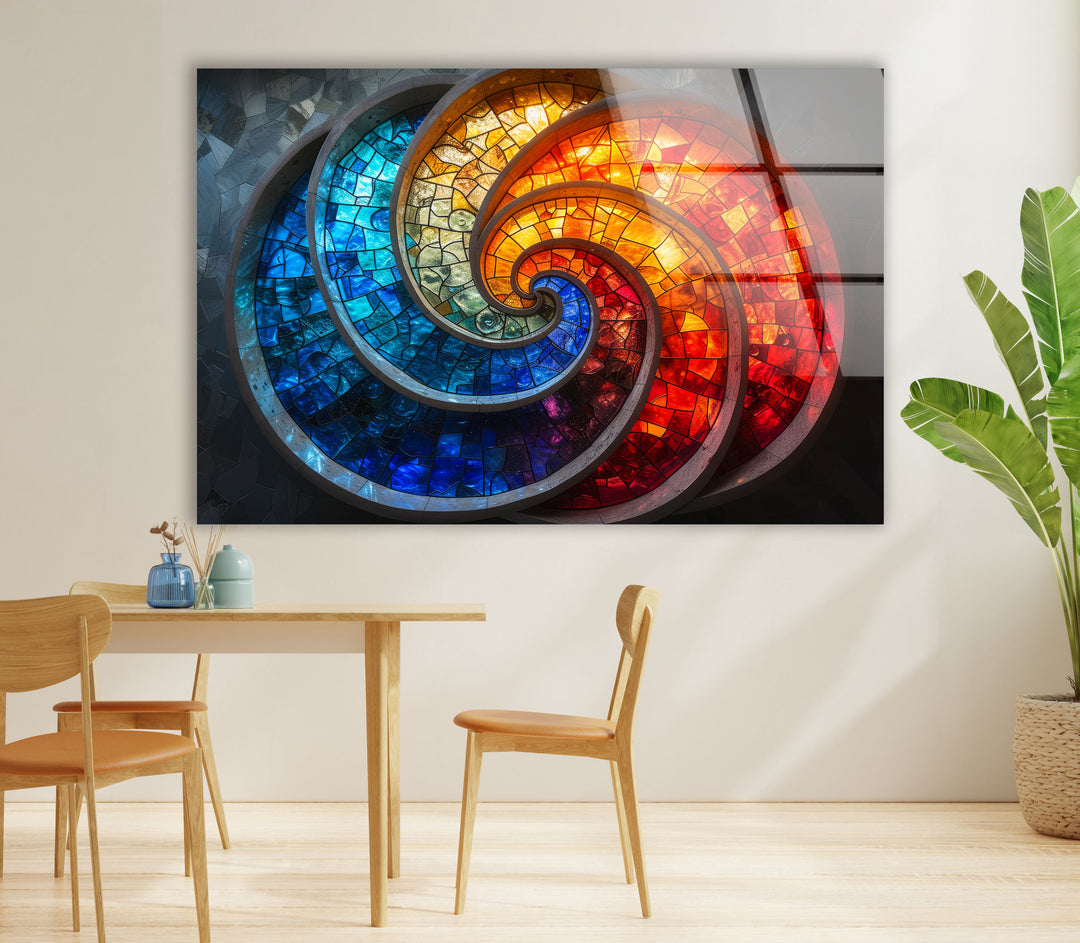 Red & Blue Fractal Glass Wall Art art glass wall art, glass wall art pictures