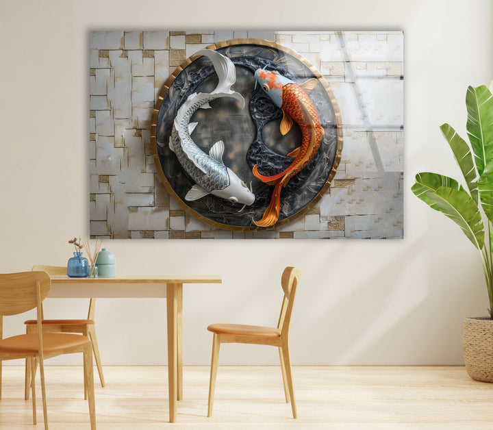 Yin Yang Fishes Glass Wall Art glass image printing, glass prints from photos