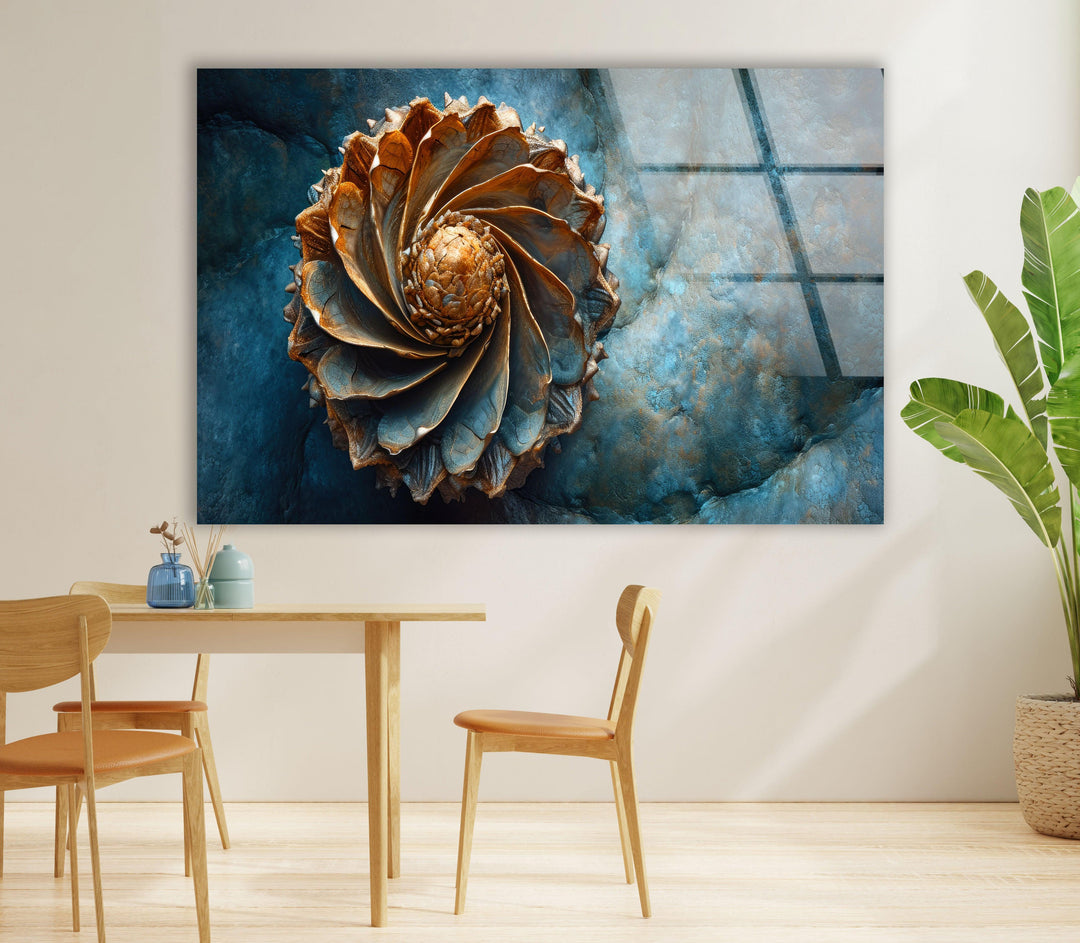 Golden Spiral Glass Wall Art