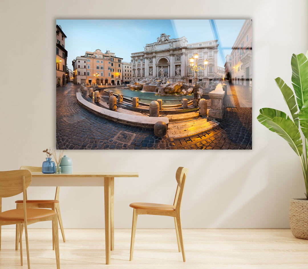 Trevi Fountain Glass Wall Art – Iconic Rome Landmark