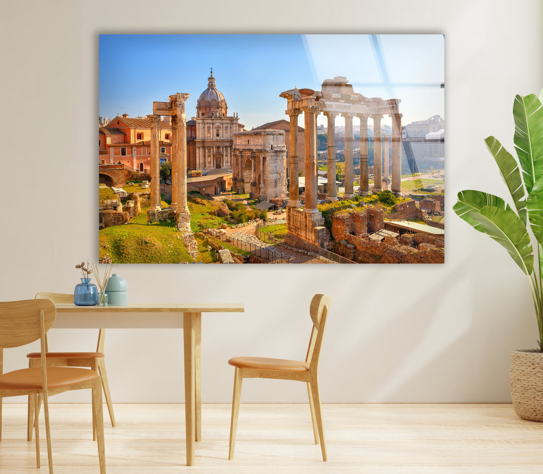 Roman Forum Glass Wall Art – Iconic Ancient Ruins with Historic Roman Architecture