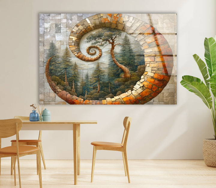 Mosaic Shell & Nature View Glass Wall Art