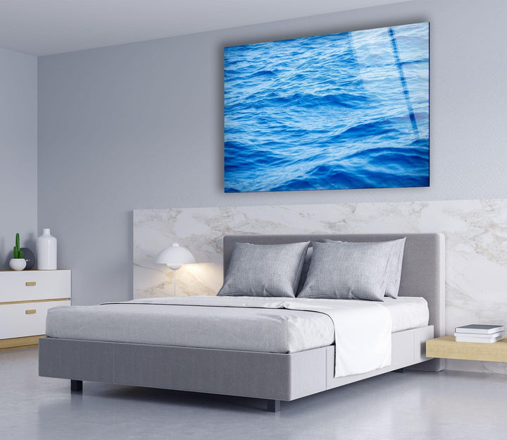 Vivid Blue Sea Waves Glass Wall Art glass image printing, glass prints from photos
