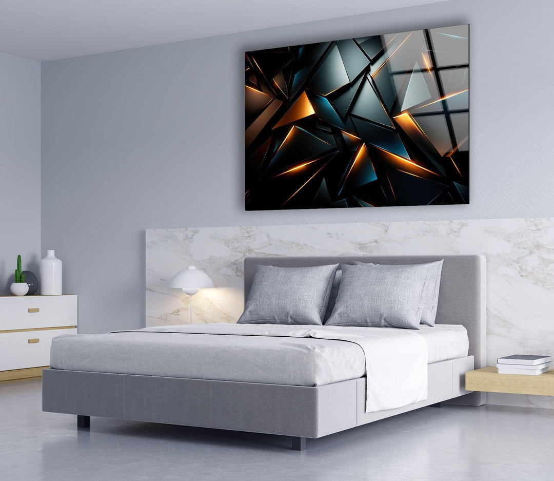 Black Geometric Design Glass Wall Art glass image printing, glass prints from photos
