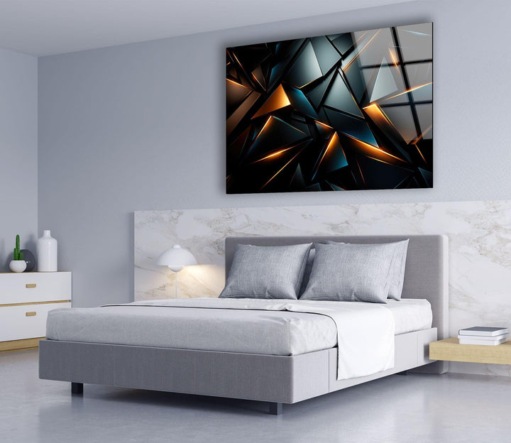 Black Geometric Design Glass Wall Art glass image printing, glass prints from photos
