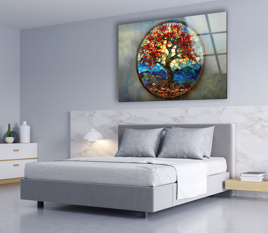 Stained Tree of Life Art Glass Wall Art glass image printing, glass prints from photos
