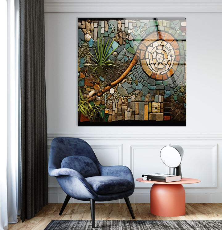 Blue & Brown Stones Glass Wall Art large glass photo prints, glass wall photos
