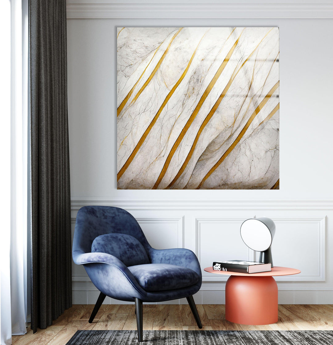 Orange & White Marble Art Glass Wall Art custom glass pictures, glass art prints
